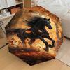 Autumn Leaf Horse Design Automatic Opening/Closing Umbrella with Foldable Design, , Travelers, Daily Use, Gift Suitable for All Occasions112