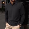 Plain-coloured men’s polo shirt with a turn-down collar and long sleeves