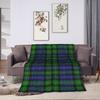 Clan Rollo Blue and Green Tartan Blankets Velvet All Season Plaid Portable Soft Throw Blanket for Home Travel Plush Thin Quilt