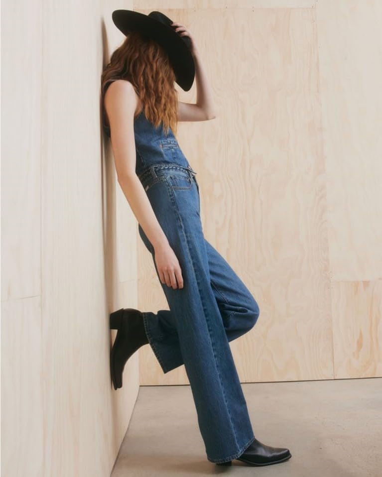 Levi's RIBCAGE Weite Beine Geflochtener Bund Jeans Damen US W25 L30