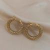FLASHBUY Stainless Steel Gold Color Geometric Metal Mesh Earrings for Women Girls New Trend Hoop Ear Jewelry Gift