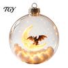 Outdoor Festive Party Supplies Halloween Glowing Sphere, Lighted Clear Ball Ornament, Cute Witch Bedroom Ceiling Ornament Cat, LED Hanging Decoration