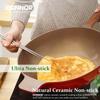 DONNOR Ceramic Pan with Lid 12.6 Inch Frying Pan Nonstick Frying Pan Skillet Ceramic Pan Omelette 6QT PFOA PFAS PTFE Free