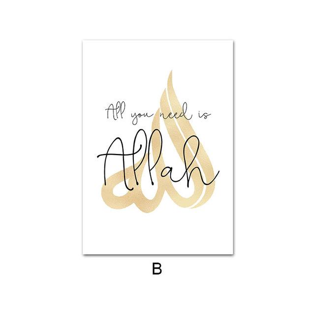 Islamic Canvas Wall Art Poster Arabic Calligraphy Print Painting Allah Kaaba Mosque Painting Muslim Decorative Picture Modern