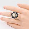 Gorgeous Inlaid White Blue CZ Women's Ring Aesthetic Gold Color Geometry Daily Wear Party Jewelry Anniversary Gift