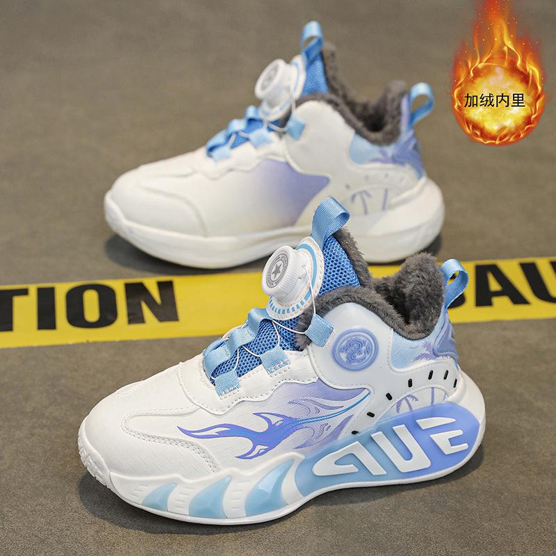 Spring and summer children's sports shoes girls and boys button running shoes mesh breathable middle and older children's casual shoes basketball sho