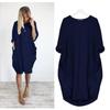 Women's Casual Loose Pocket Long Sleeve Plus Size Dress