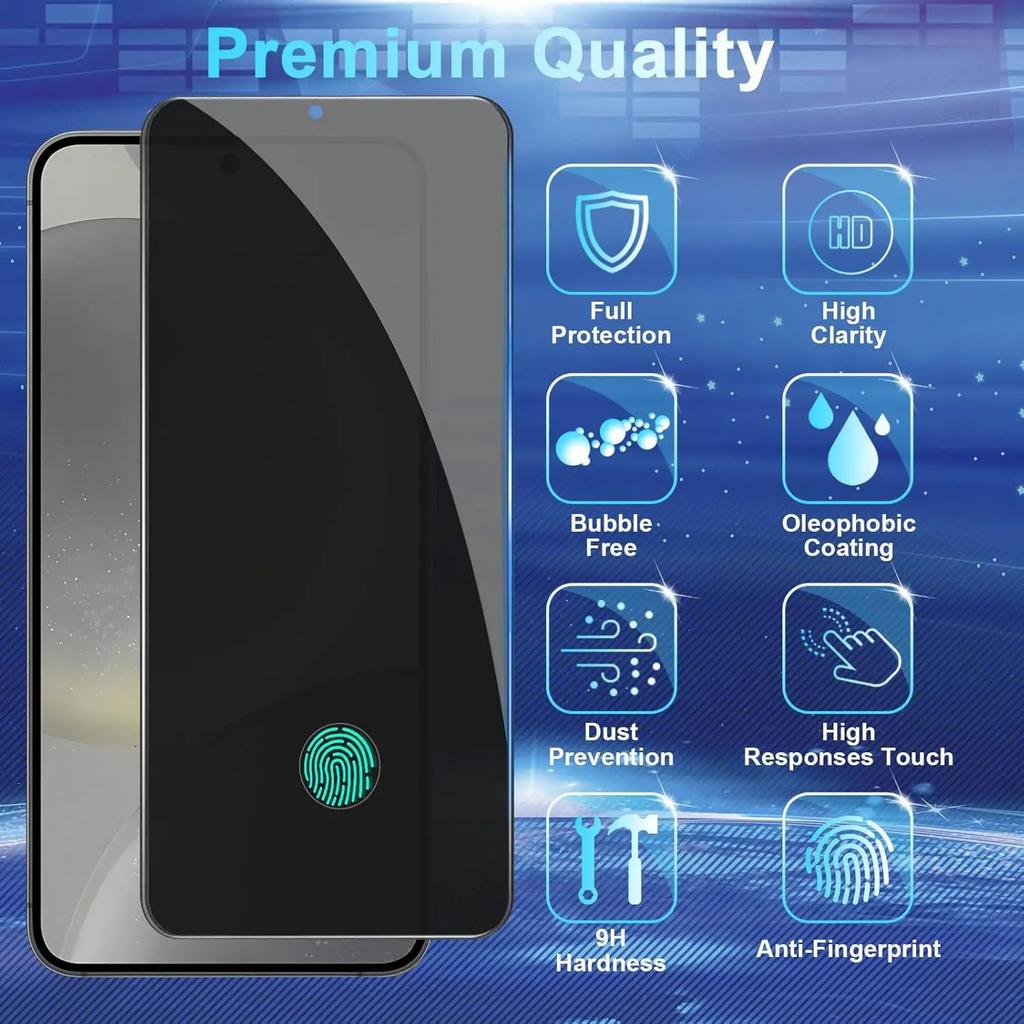 3 szt. Szkło hartowane chroniące prywatność z odblokowywaniem na odcisk palca dla Samsung Galaxy S26 S25 Edge S24 Ultra S23 S22 S21 Plus S20 FE Note20 Ochrona ekranu Anti-spy