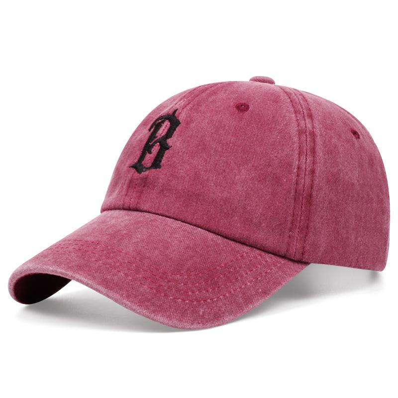 Korean style simple D letter embroidery washed denim baseball cap for women ins fashion versatile trendy brand peaked cap
