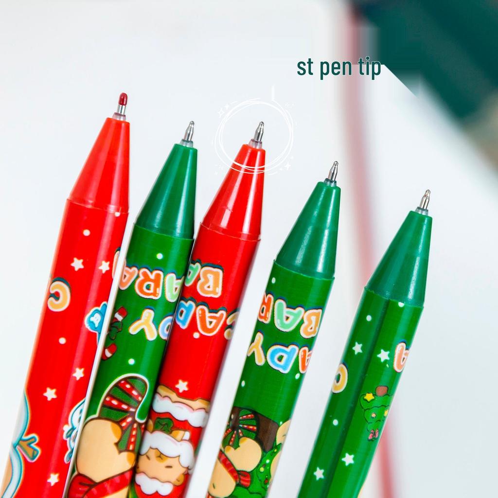Capybara Christmas Gel Pen: Cartoon Student 0.5mm Black Ballpoint Push Pen - Fun Holiday Stationery Gift