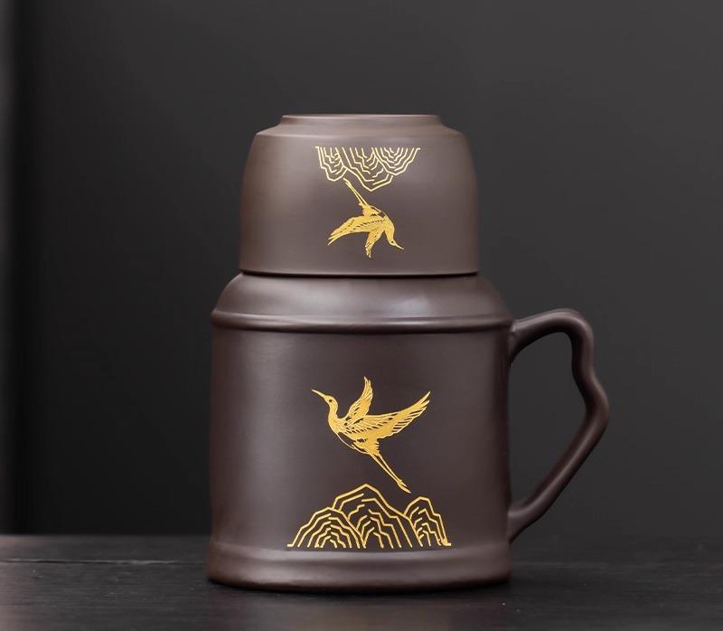 

Purple sand small warm pot tea cup office large capacity water cup with lid creative stewed tea office cup gram cup 130-450ml