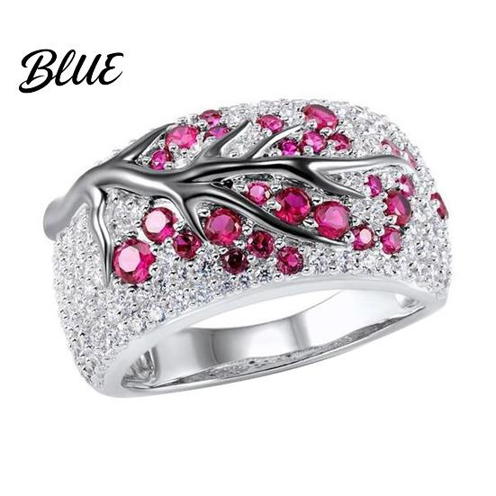 Zinc Alloy Women Ring Finger Plum Blossom Design Polished Finish