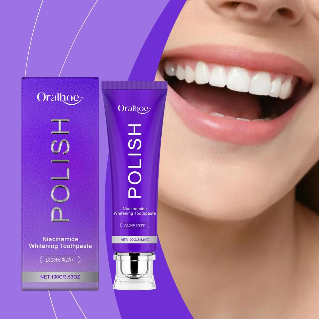 Niacinamide Whitening Toothpaste Dental Plaque Stains Removal Promote Bright White Teeth Cleaning Fresh Breath Mint Toothpaste