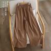 Pantaloni Larghi in Cotone e Lino da Donna per Estate e Autunno Vita Elastica Gamba Dritta Larghi Nascondono i Difetti Pantaloni Casual