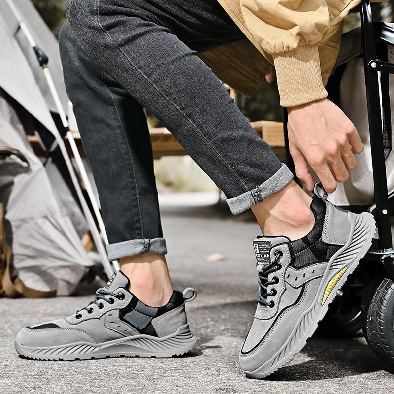 Niedrig geschnittene Outdoor-Wander-Freizeitschuhe für Herren aus Rindsleder