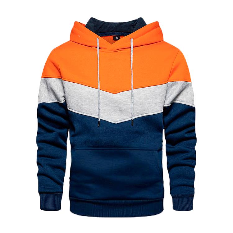 

Blue Color Block Casual Hoodie with Side Pockets - Youth Autumn/Winter Style Extra Large