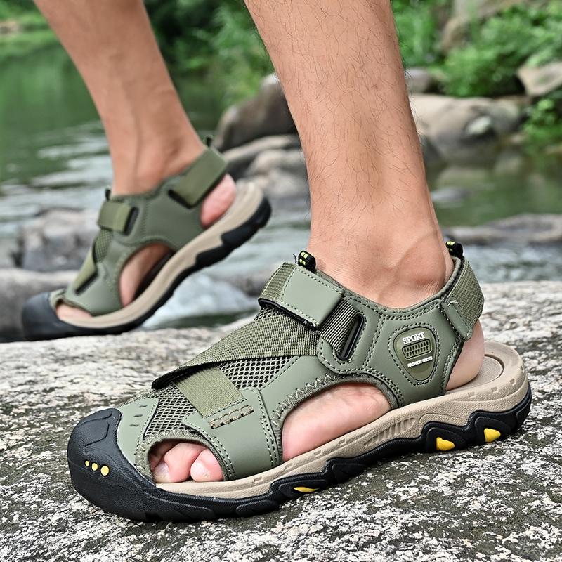 Fashion 2025 Fashion Sandals Men's LeatherAnti Slip Breathable Soft Sole Shoes For Men Summer Water Trekking Beach Slippers Size 38-46