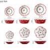 Wiśniowa ceramiczna miska retro miska na warzywa sałatkowa miska na owoce miseczki na jajka na parze miseczki na deser przekąski restauracyjna ceramiczna zastawa stołowa