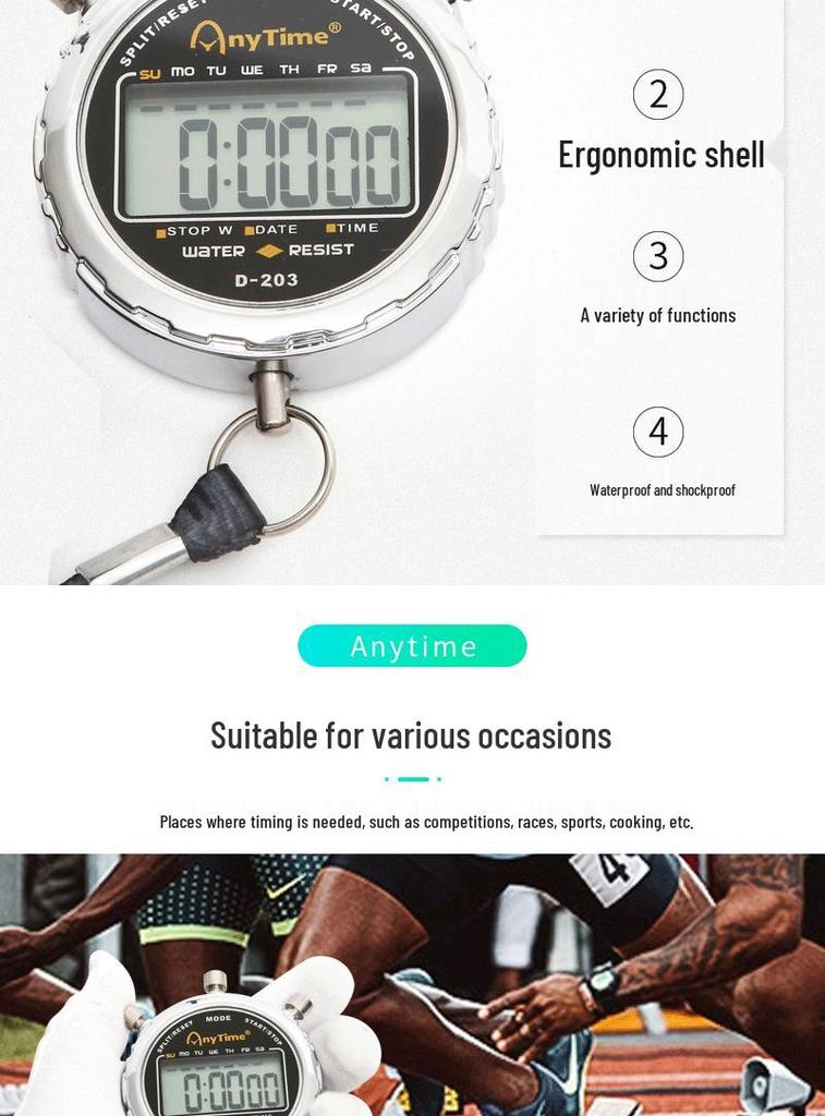 A-203 Multifunctional Stopwatch for Student Competitions, Running, Sports Events, Referee Timing, Track and Field Coaching