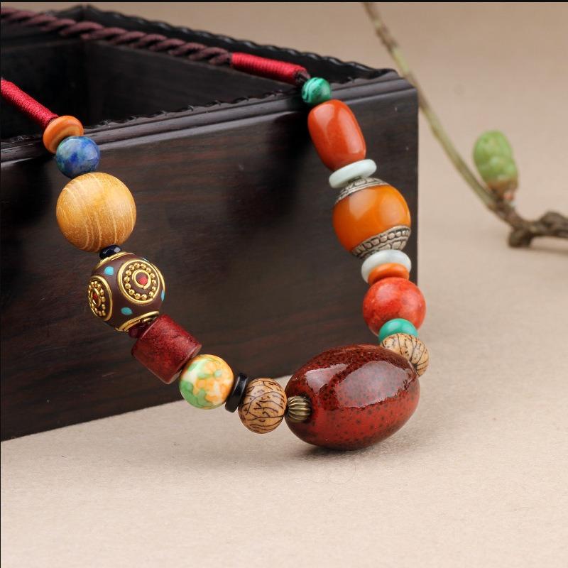 GEMCHIC Women's Ethnic Style Bohemian Beaded Necklace Vintage Short Collarbone Chain Multi-Layer Statement Jewelry
