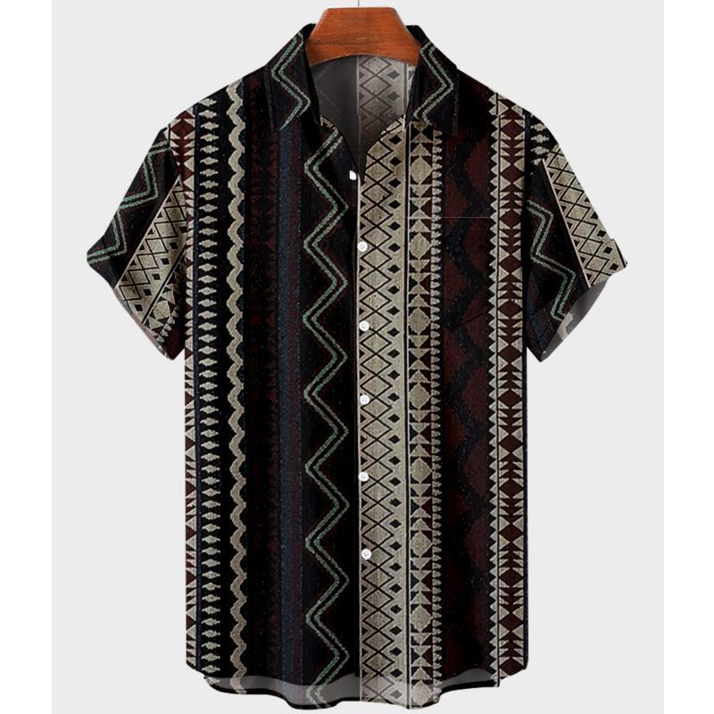 Hawaiian Men's Striped Shirts For Blouse Men Camisa Social Short Sleeve Casual Top Oversized Gym Clothing Fashion Male Vintage
