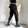 Dámske neformálne nohavice v kórejskom štýle Streetwear Stuhy Tepláky Do členkov Voľné Hip Hop Cargo nohavice