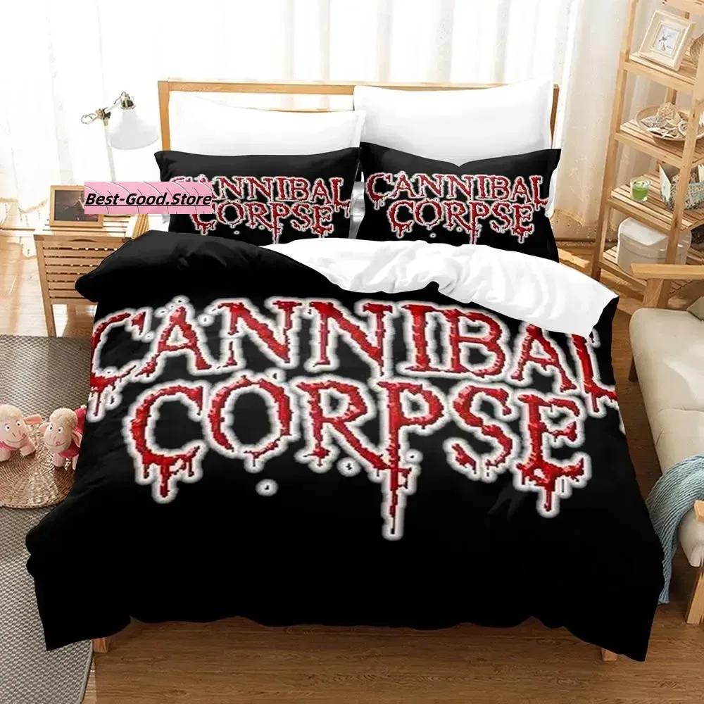

CANNIBAL CORPSE Bedding Set Single Twin Full Queen King Size Aldult Kid Bedroom Duvetcover Set 3D Skeleton bed sheet set EU Single(135*200cm)3pcs