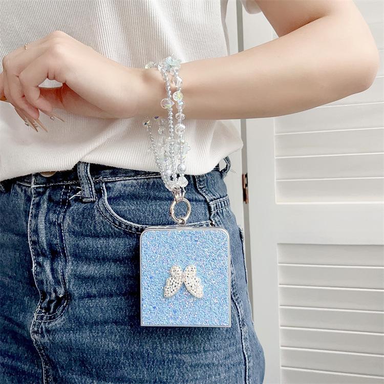 Applicable to Samsung ZFlip7 folding glitter silver edge mobile phone case butterfly bracelet zflip6/5/4 anti-drop protective case