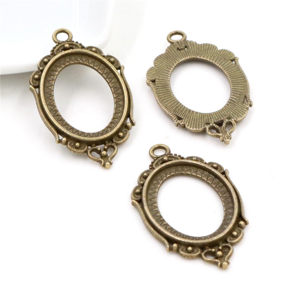 

10 шт. 18x25 мм Внутренний размер 6 цветов Позолоченные Цветы Стиль Камея Кабошон Основа Заготовка Подвеска Ювелирные компоненты для ожерелья бронзовый
