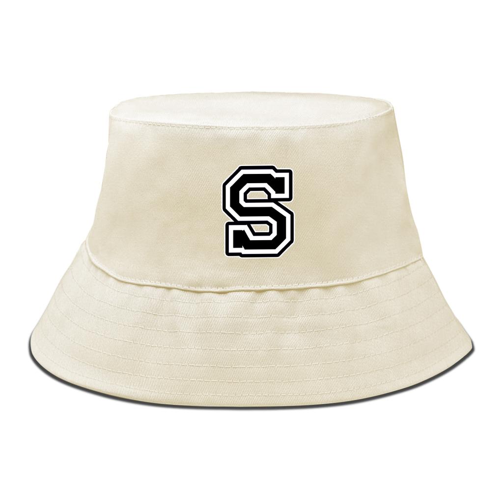 Initial Letter A-Z Print Bucket Hat Candy Color Hats Autumn Hats For Woman Slouchy Sun Hat Ideal Choice For Outdoor Activities