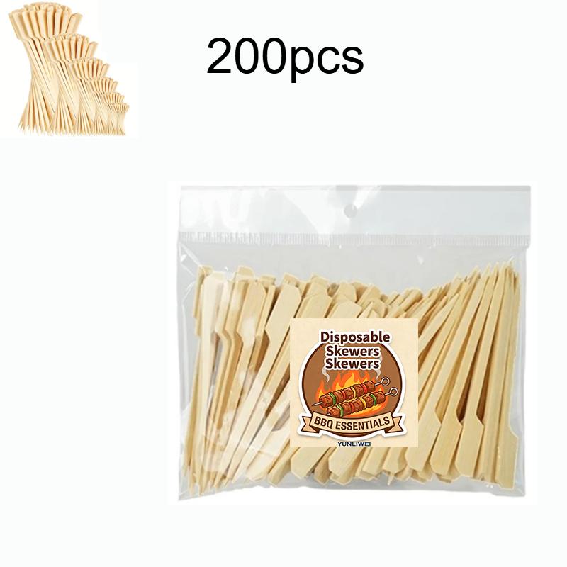 100Pcs Bamboo Sticks Disposable Natural Bamboo Skewers BBQ Barbecue Sticks for Kabob Fruit Cocktail Camping Party Barbecue Tools