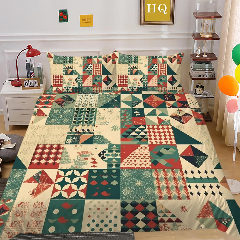 Microfiber Fabric Christmas Bedding Set Luxury HD Quilt Cover Pillowcase 2 or 3 AU/EU/DE/US Full Size Quick Drying Easy Cleaning Home Decoration