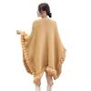 Large Fur Collar Knitted Shawl Solid Color Versatile Scarf Thickened Warm Jacket Cape Women'S Cape Shawl