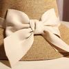 Elegant bow straw hat sweet summer sunshade sunscreen seaside beach hat women's high-end double weave