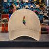 Rainbow Feather Baseball Cap Washed Cotton Distressed Adjustable Curved Brim Hat