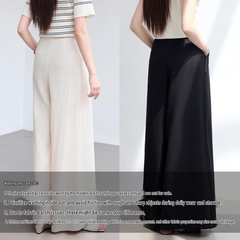 VICTORIA&VERA Women's Summer Linen-Feel Ice Oxygen Fiber Wide-Leg Pants