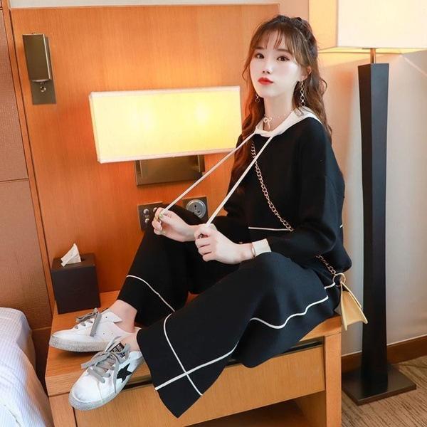 Autumn 2023 Women's Stylish Hooded Sweatshirt and Wide-Leg Pants Set