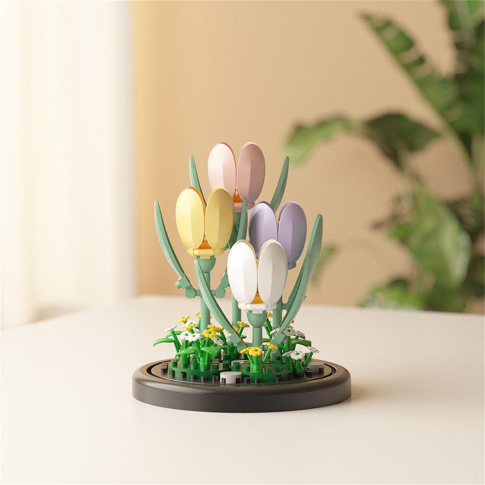 MOC Eternal Bouquet Micro Building Blocks Flower Model DIY Home Desk Plant Decoration Assemble Brick Toys For Children Gift