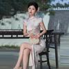 Single Split Fork National Style New Chinese Cheongsam Improved Young New Women's Retro Slim Waist Dress Summer