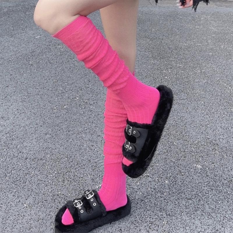 1 Paar Vier-Jahreszeiten-Stapel-Socken Damen Unifarben Stapelbare Socken Beinbekleidung Atmungsaktiv Langer Stil Kniehohe Socken