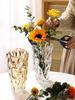 YHOMBES Large, Stylish, Wide-Mouthed Glass Flower Vase (Clear - 25cm)