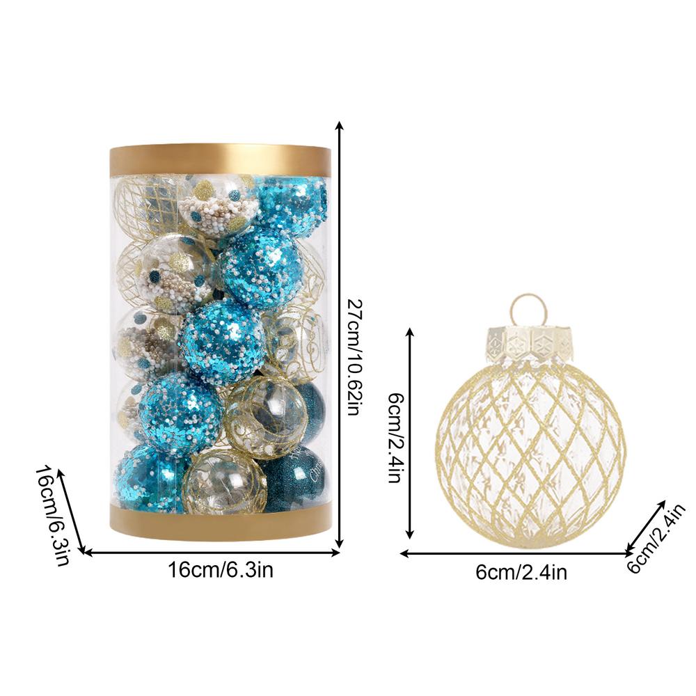 Christmas Balls 2.4 Inch Baubles Pendants 25 Piece Kit Shatterproof Christmas Ornaments Set For Tree Wedding Engagement Holiday