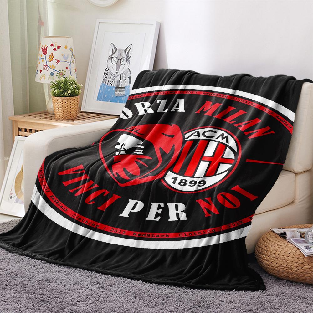 1pc AC Milan Print Flannel Blanket, High quality Comfortable for All Seasons, Home Decor, Warmth and Comfort, Perfect for Christmas Gifts06