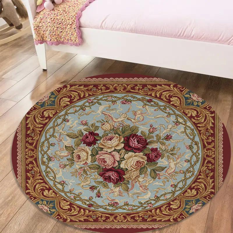 Rose Gorgeous Round Area Rug,Carpet Rug for Living Room Bedroom Sofa Playroom Decor,Non-slip Floor Mat62