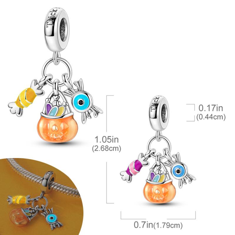 New Halloween Pumpkin Skull Witch Charm Bead Copper Fit Original Charms Bracelet Pendants Halloween Gift Diy