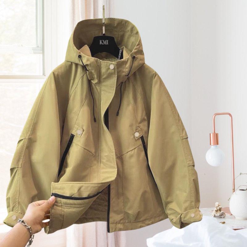 Spring/Autumn Casual Hooded Long Sleeve Jacket Jumpsuit: Slimming, Versatile, Loose Fit Windbreaker