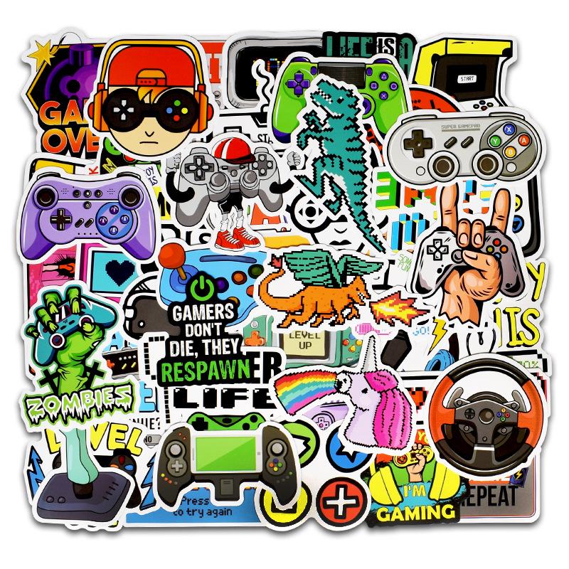 50 Retro Game Console Graffiti Stickers for Laptops, Suitcases, Guitars, Skateboards, Motorcycles, and Cars.