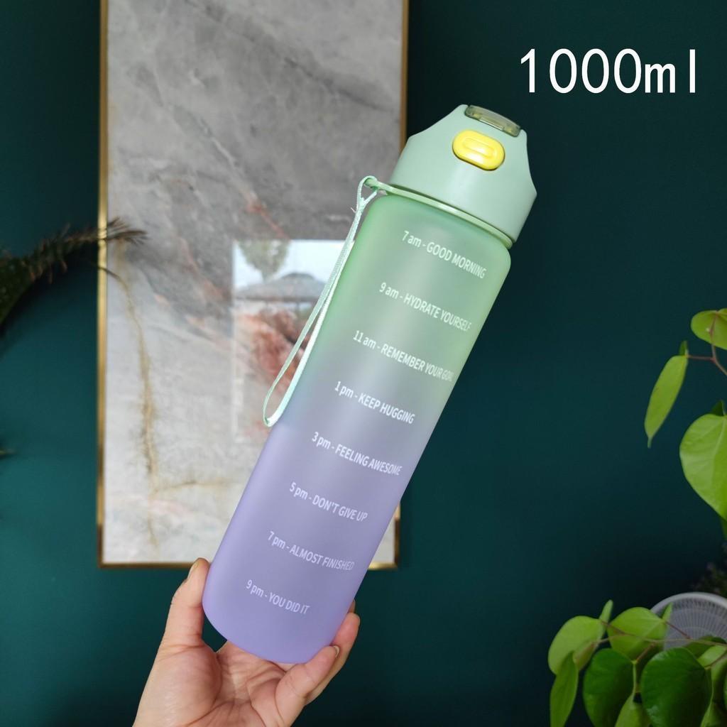 Large Capacity Gradient Frosted Plastic Water Bottle With Straw For Adults Outdoor Sports