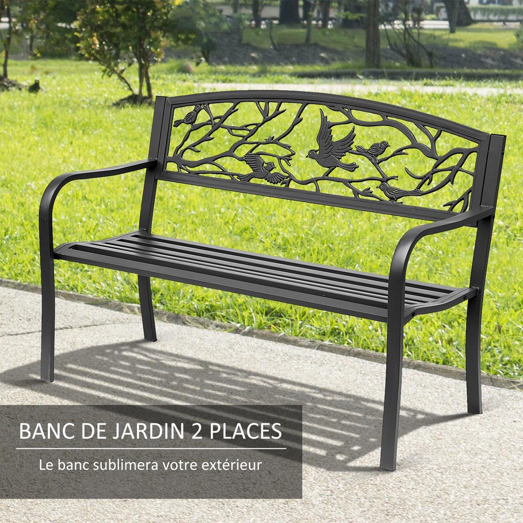 3-Seater Garden Bench Outdoor Garden Bench Rural Chic Style for Balcony Terrace Patio 127 x 60 x 85 cm