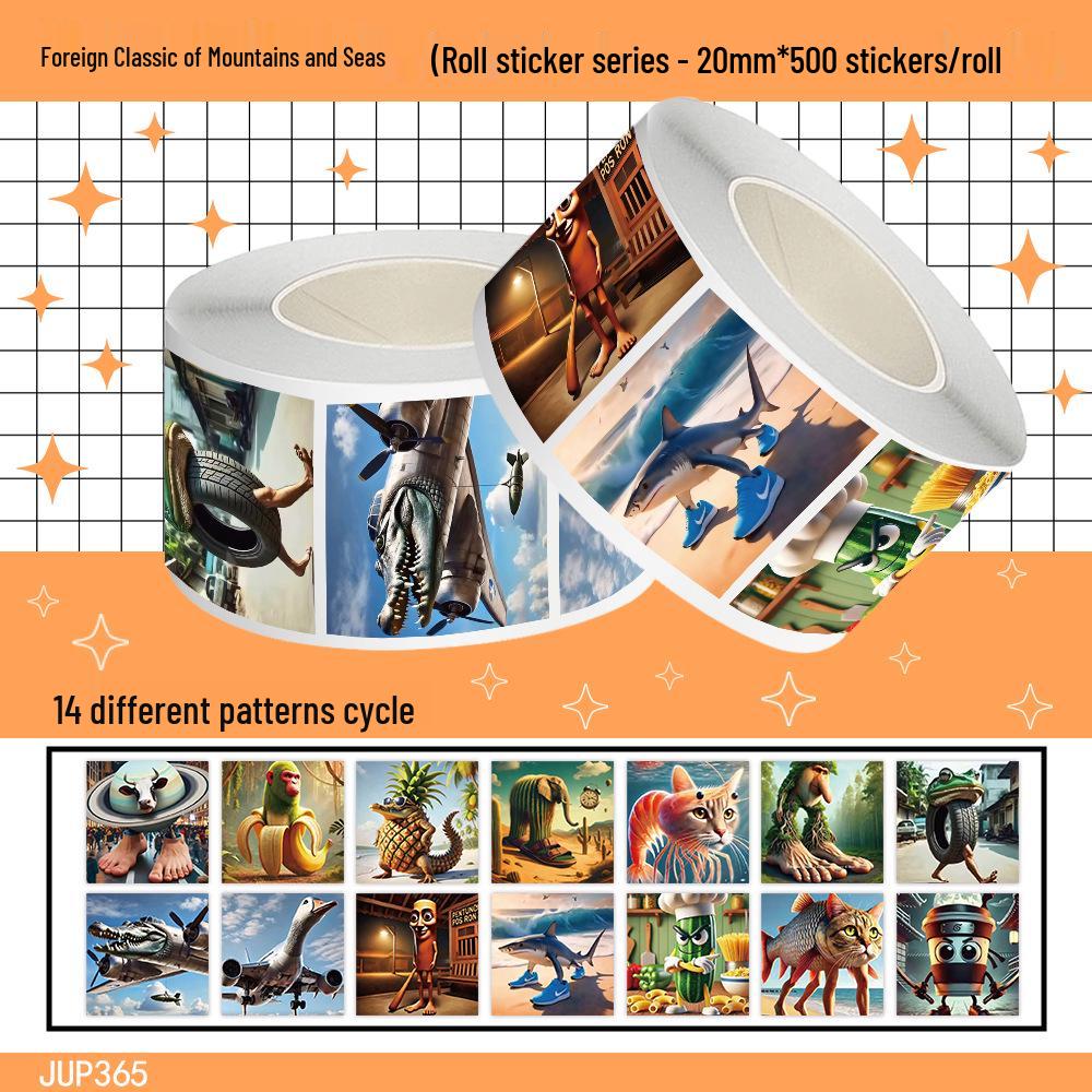 Abstract Shan Hai Jing Decorative Sticker Roll for Journals and Phone Cases